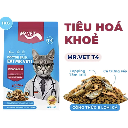 Mr Vet hạt mix topping cho mèo T4 1kg